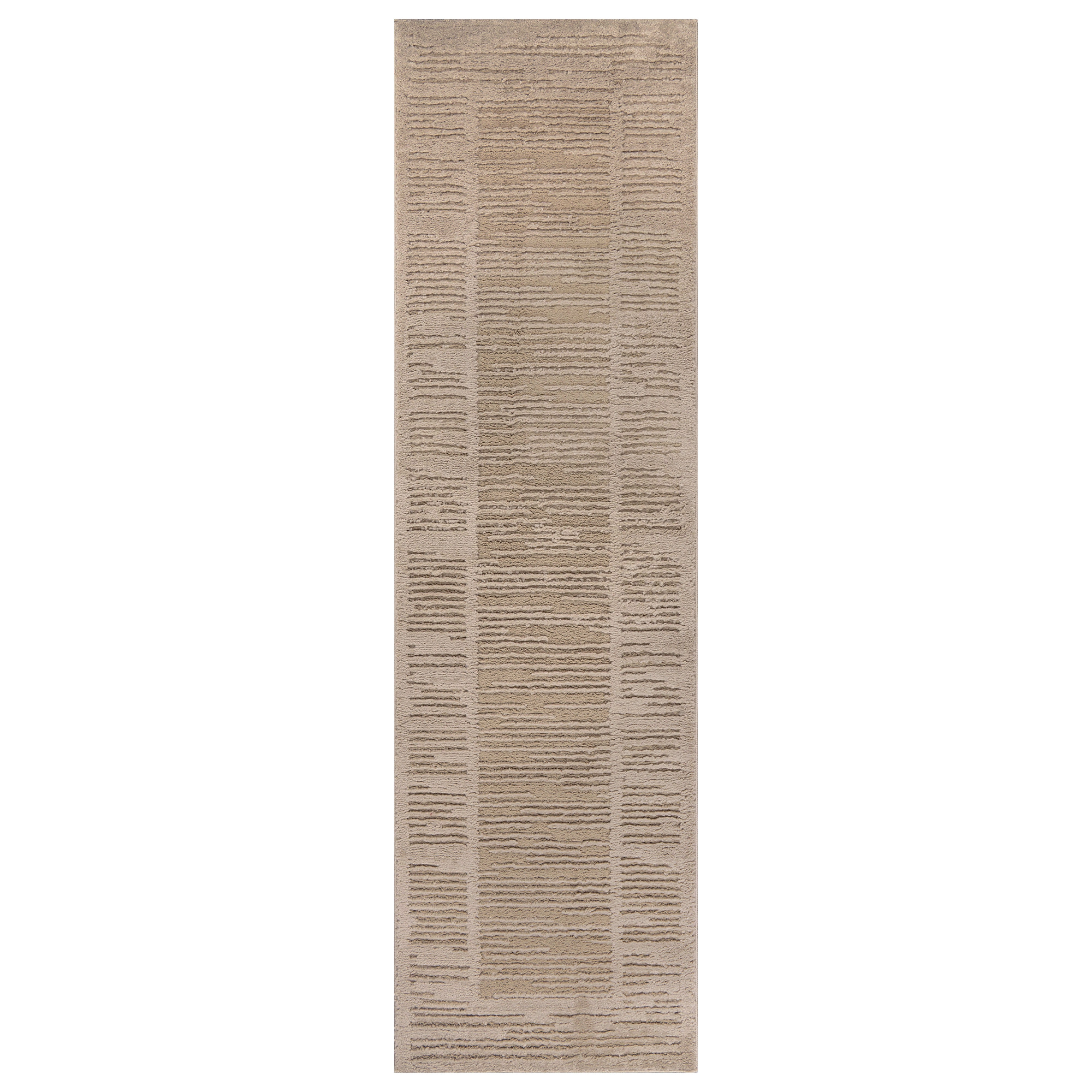 World Rug Gallery Striped Framed Border Soft Shag High-Low Indoor Area