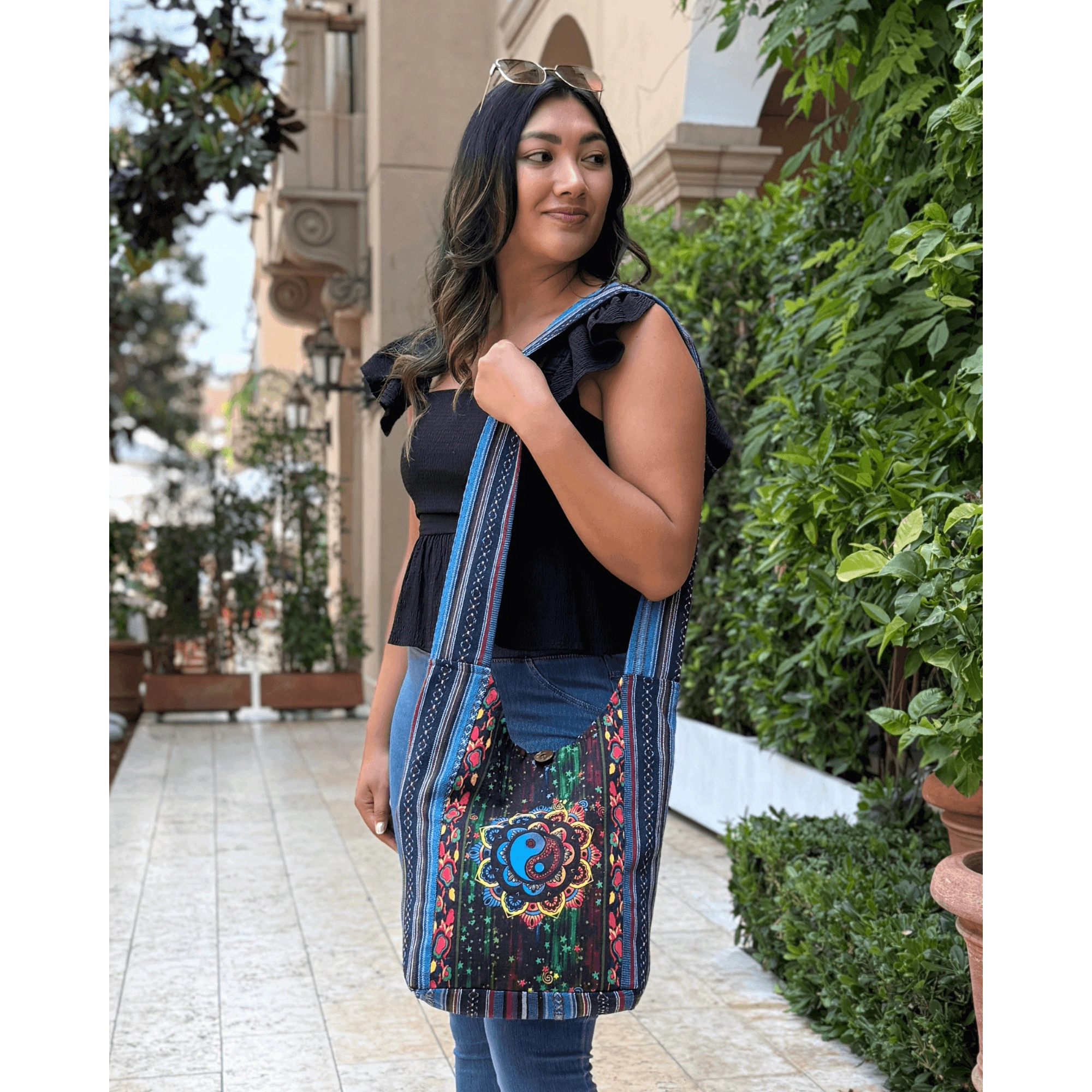 Kathmandu Collection Womens Yin Yang Print Hobo Bag
