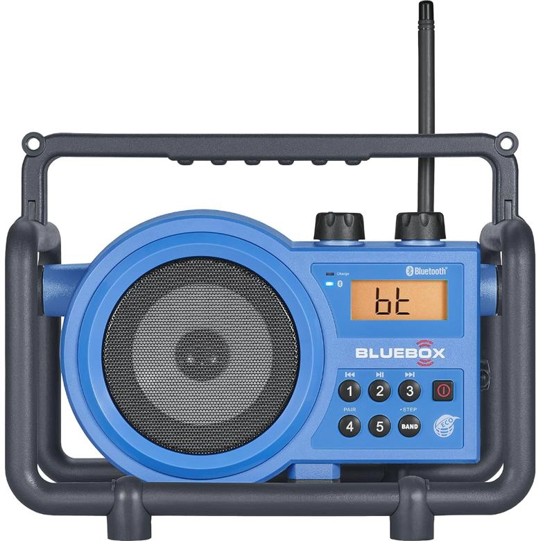 Sangean BB-100 BlueBox AM/FM Ultra-Rugged Digital Receiver with Bluetooth, AUX – Blue
