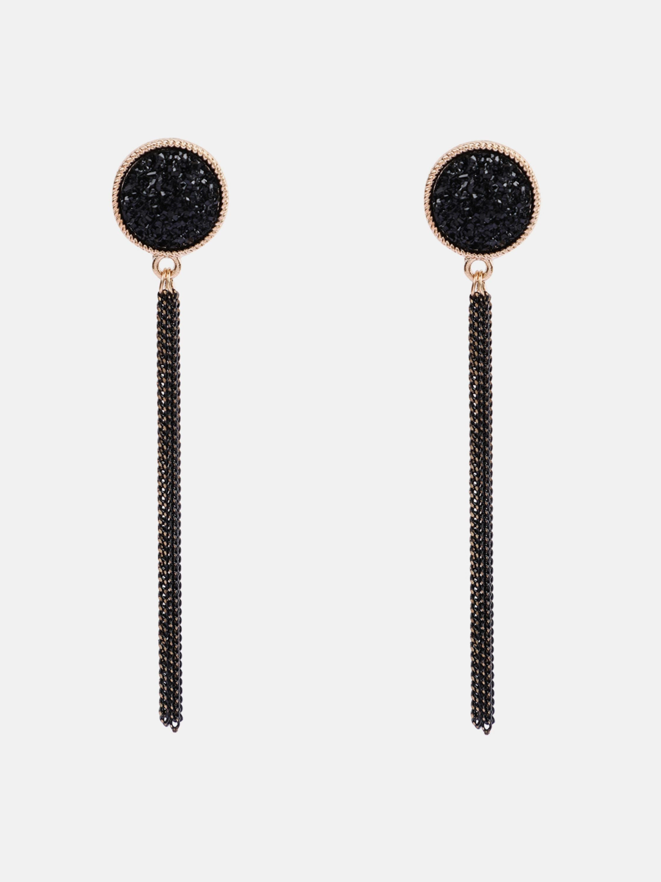 SOHI Women's Black Gold-Plated Contemporary Drop Earrings