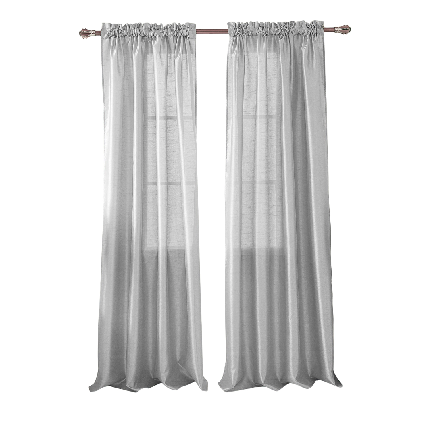 RT Designers Collection 100% Polyester 82 GSM Faux Silk Nikki Rod Pocket Curtain Panel 54" x 90" Silver