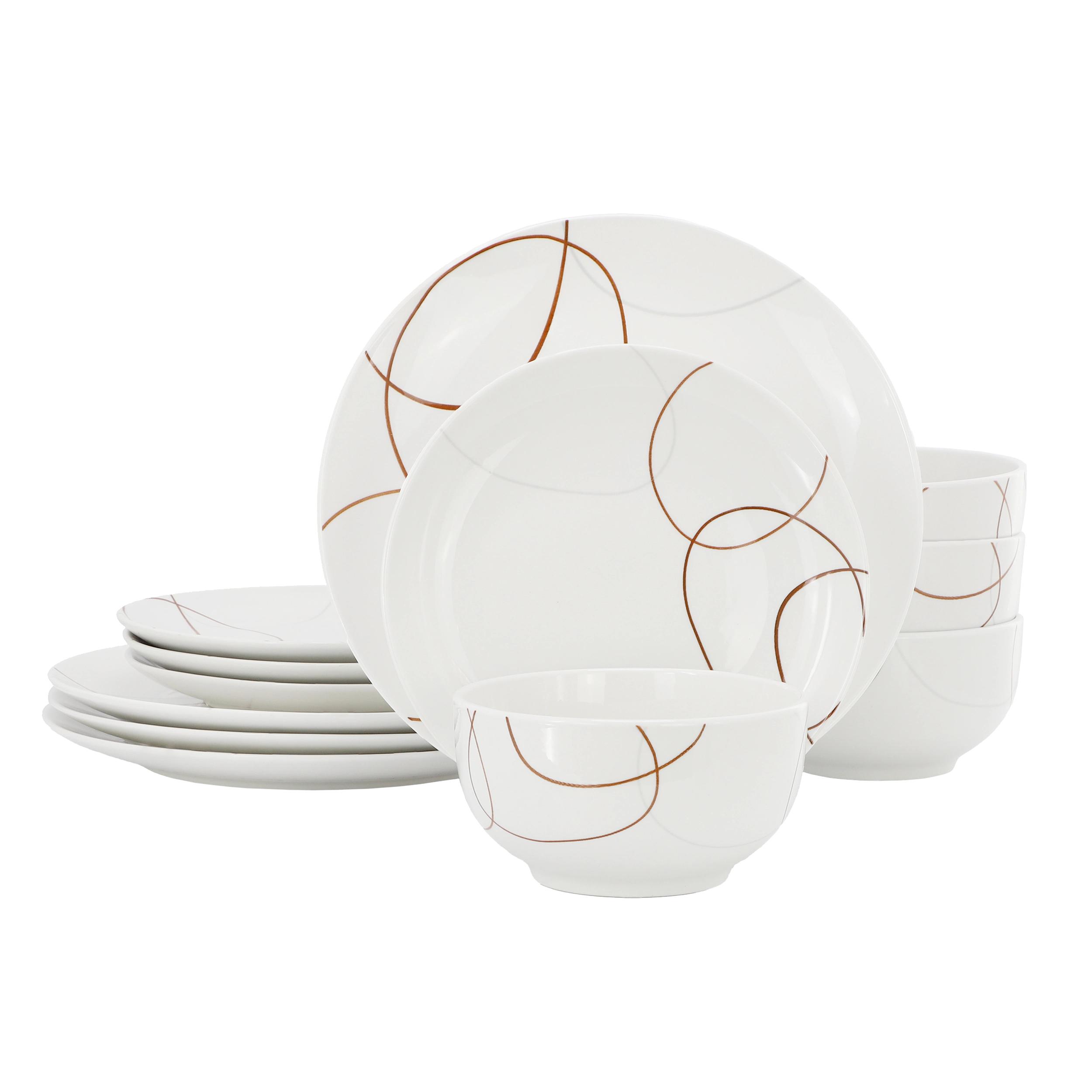 Elama Sydney Piece Porcelain Double Bowl Dinnerware Set