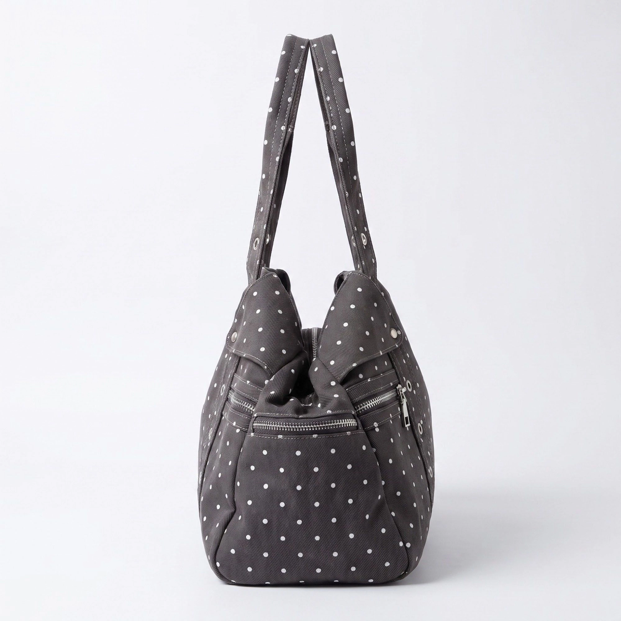 Alilang Women's Polka Dot Multi-Pocket Shoulder Bag with Zip Closure