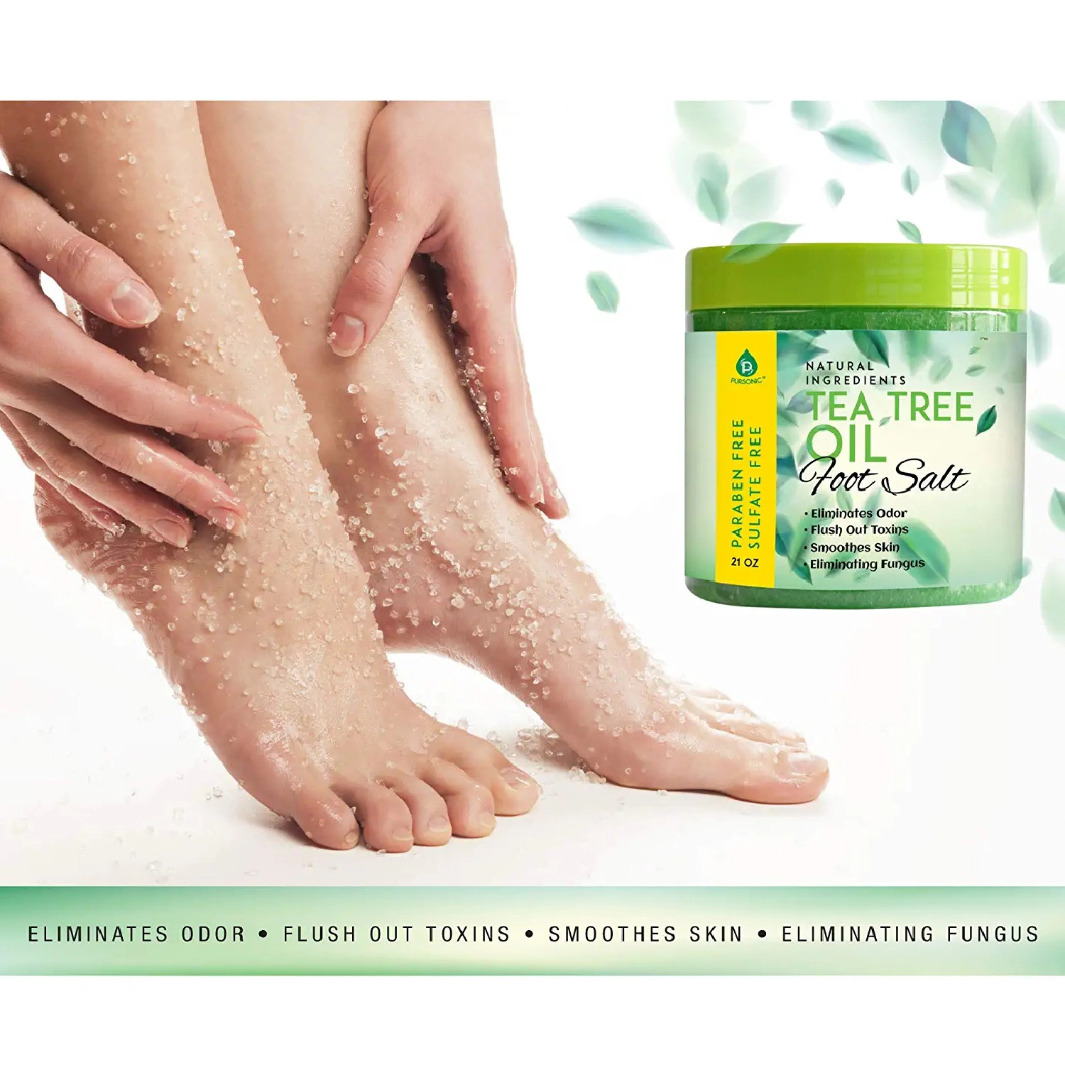 Pursonic Unisex Tea Tree Oil Foot Soak Salt 10 Oz