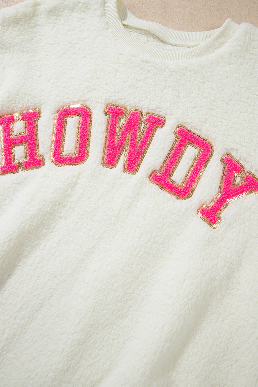 Threaded Pear Women's Mila Sherpa Howdy Patched Pullover