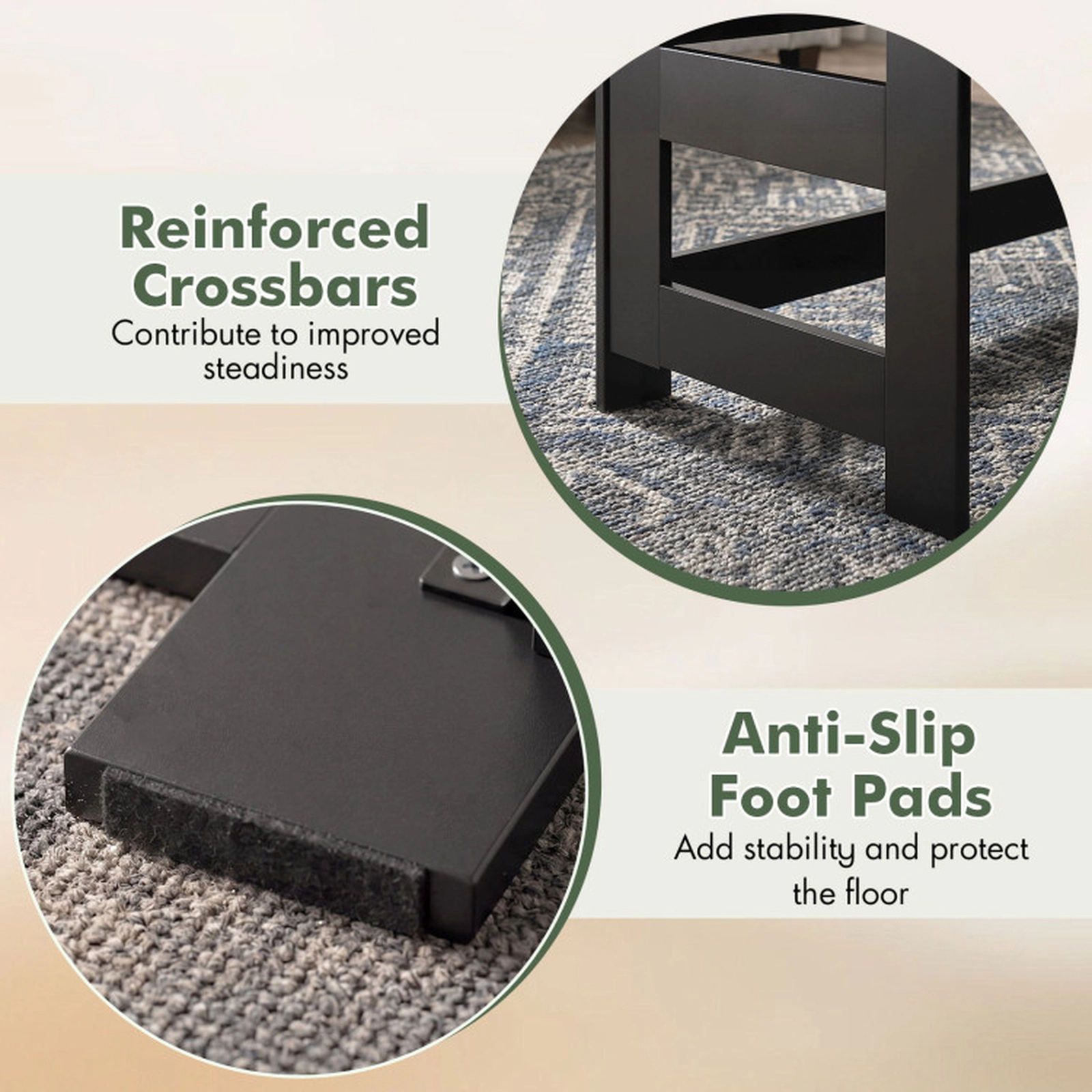 SUGIFT Folding Legs Flat Fold Low Floor Coffee Table 31.5-in x 16-in x 14-in 1.7-in Folded 11-lb Net Weight Black