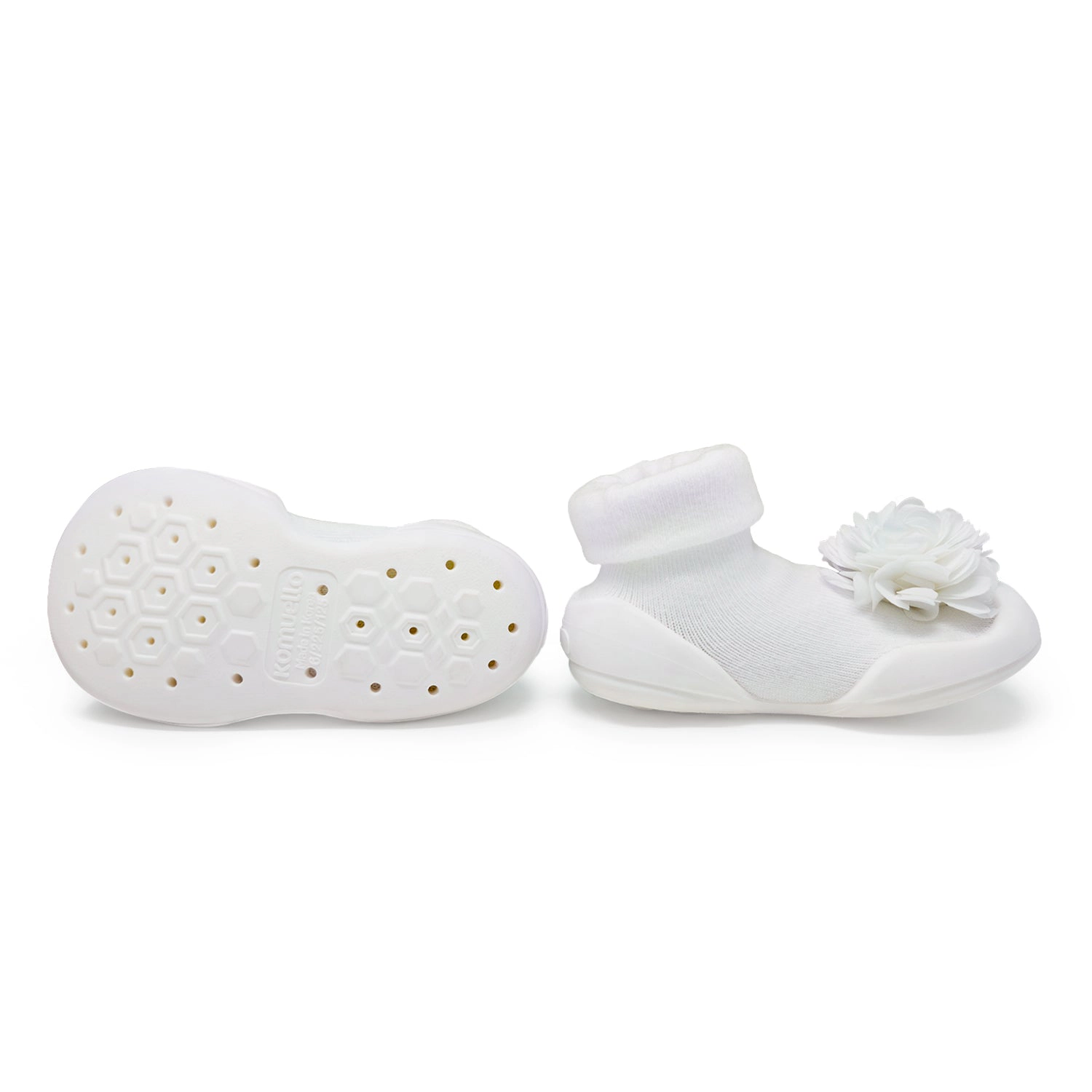 Komuello Baby Girl First Walk Sock Shoes Corsage - Snow