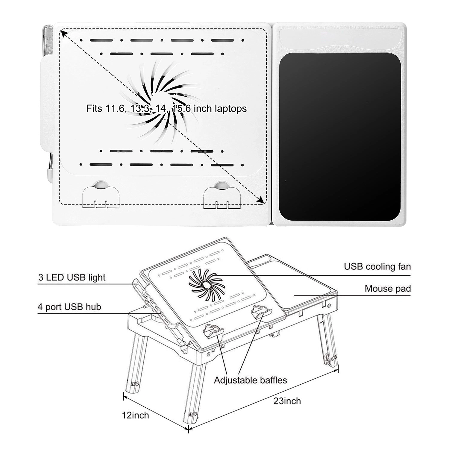 GBruno Adjustable Laptop Table With Cooling Fan