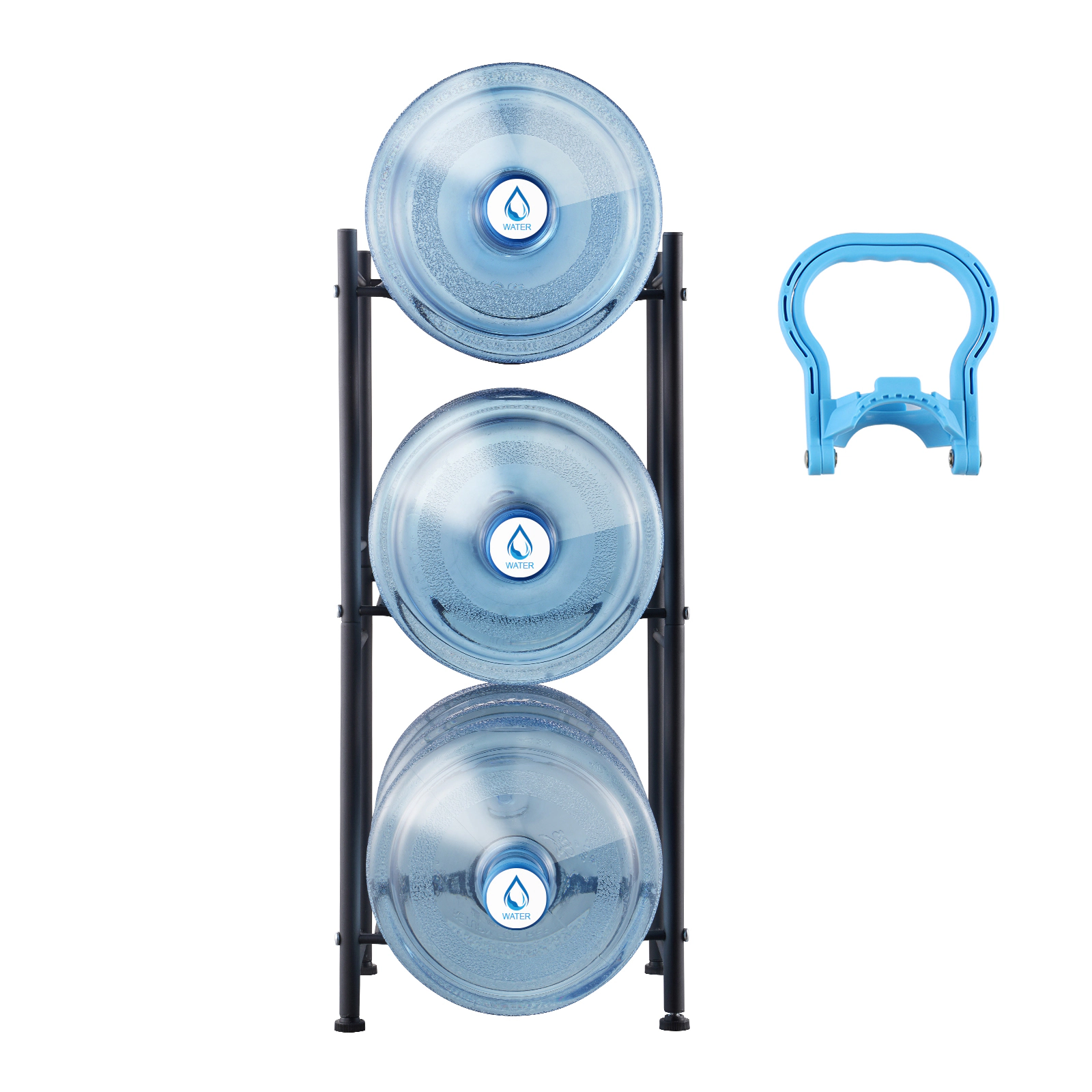 HONGGE Water Jug Holder 5 Gallon Water Bottle Holder Single Row Water Bottle Rack for Heavy Duty Water Jug Rack for
