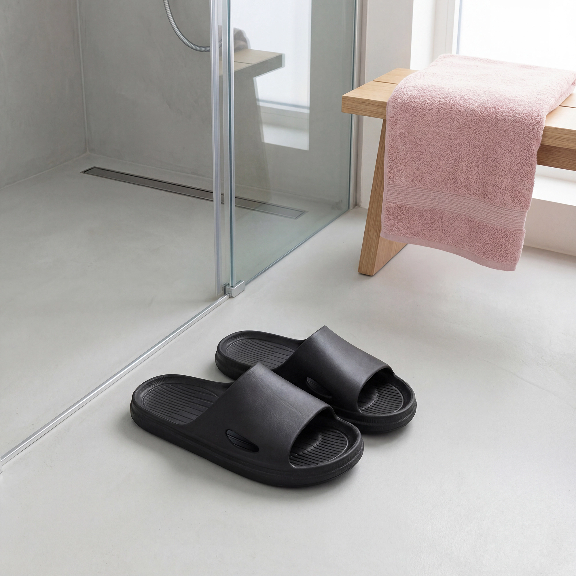 BLISSFUL STEP Women Non-Slip Flip Flops for Shower Bathroom Pool Slippers