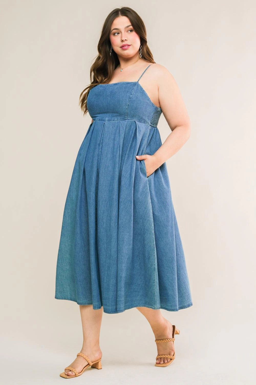 TRUEDAMES Women Captivating Heart Denim Midi Dress