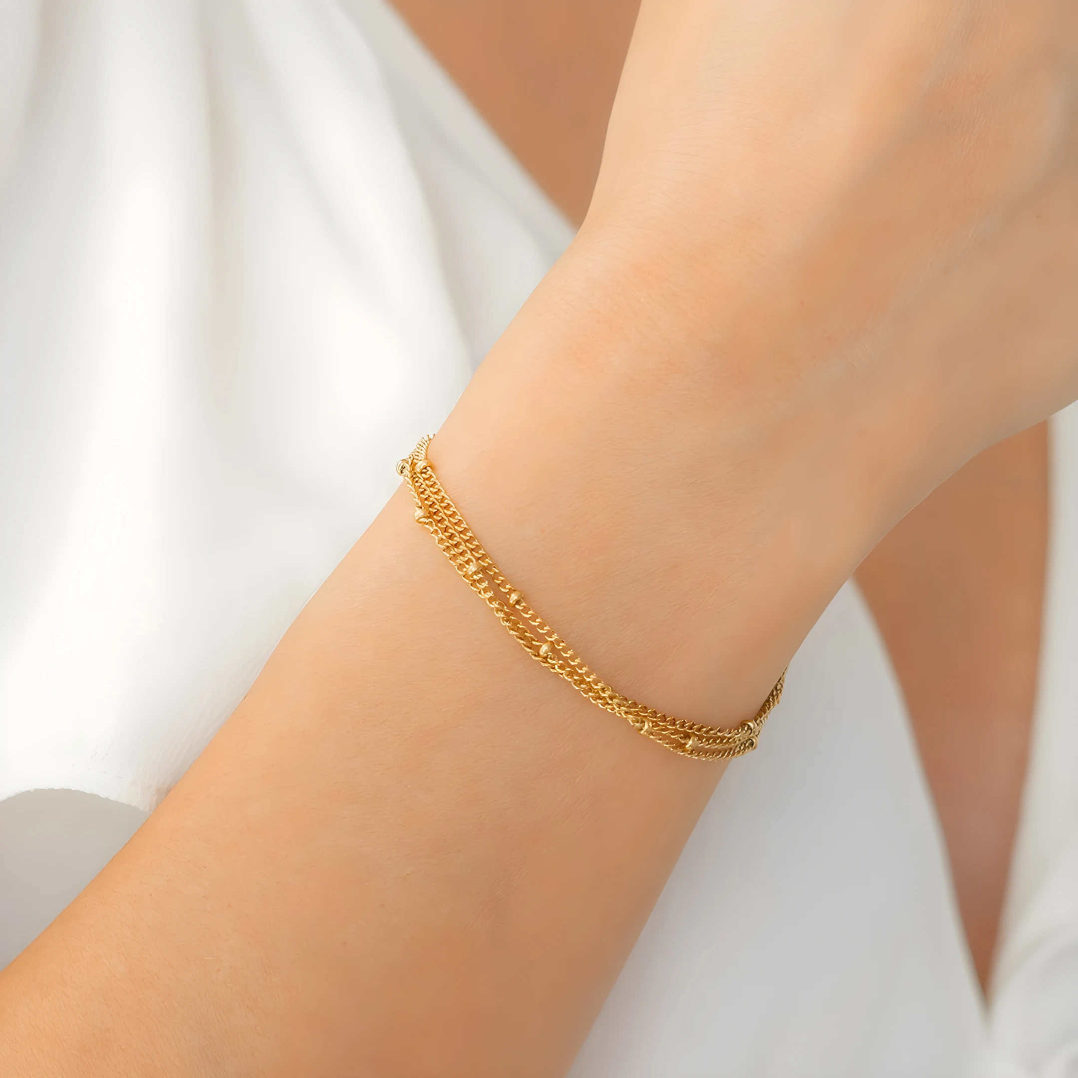Mint & Lily Women's Triple Layer Satellite Chain Bracelet