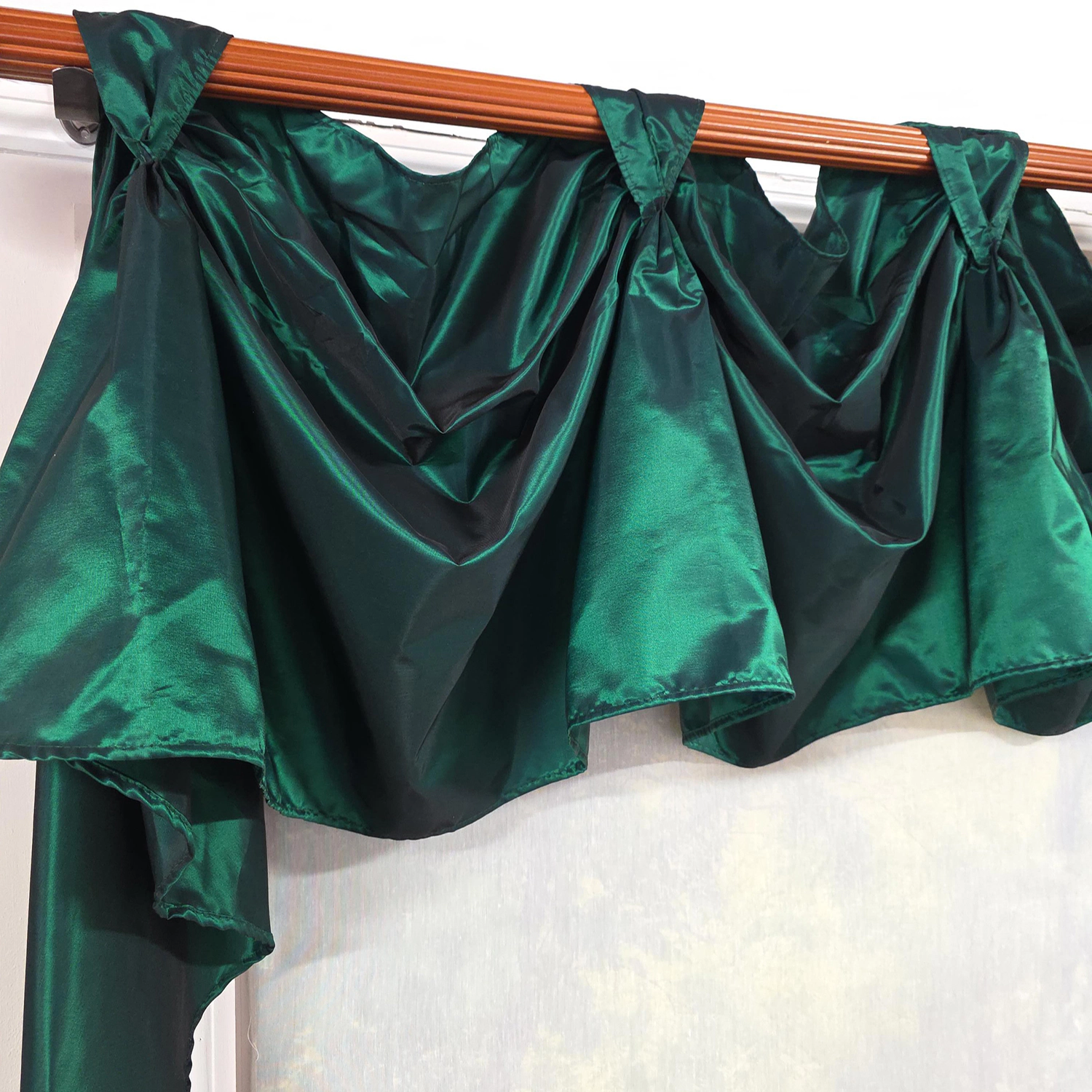 RLF Home Taffeta 3-S Victory 100% Polyester Tab Top Swag Window Curtain 54" x 25" Hunter