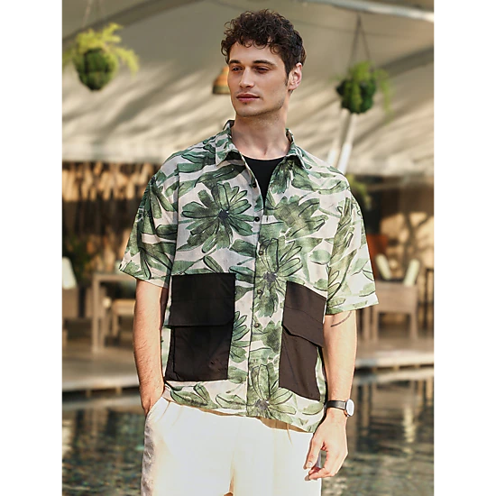 Cahoot Men's Flora-Stroke Oversized Shirt