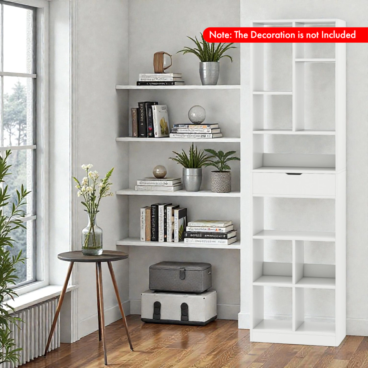 Hivvago 7-Layer Vertical Storage Rack with Drawer for Living Room or Office
