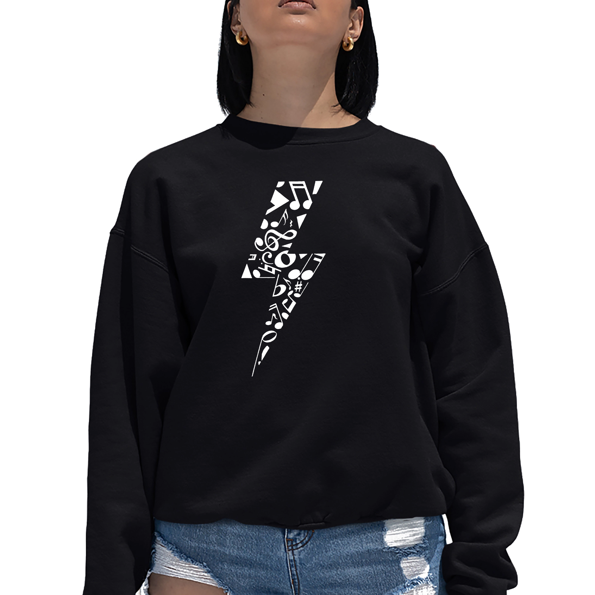 LA Pop Art Lightning Bolt - Women's Word Crewneck Sweatshirt