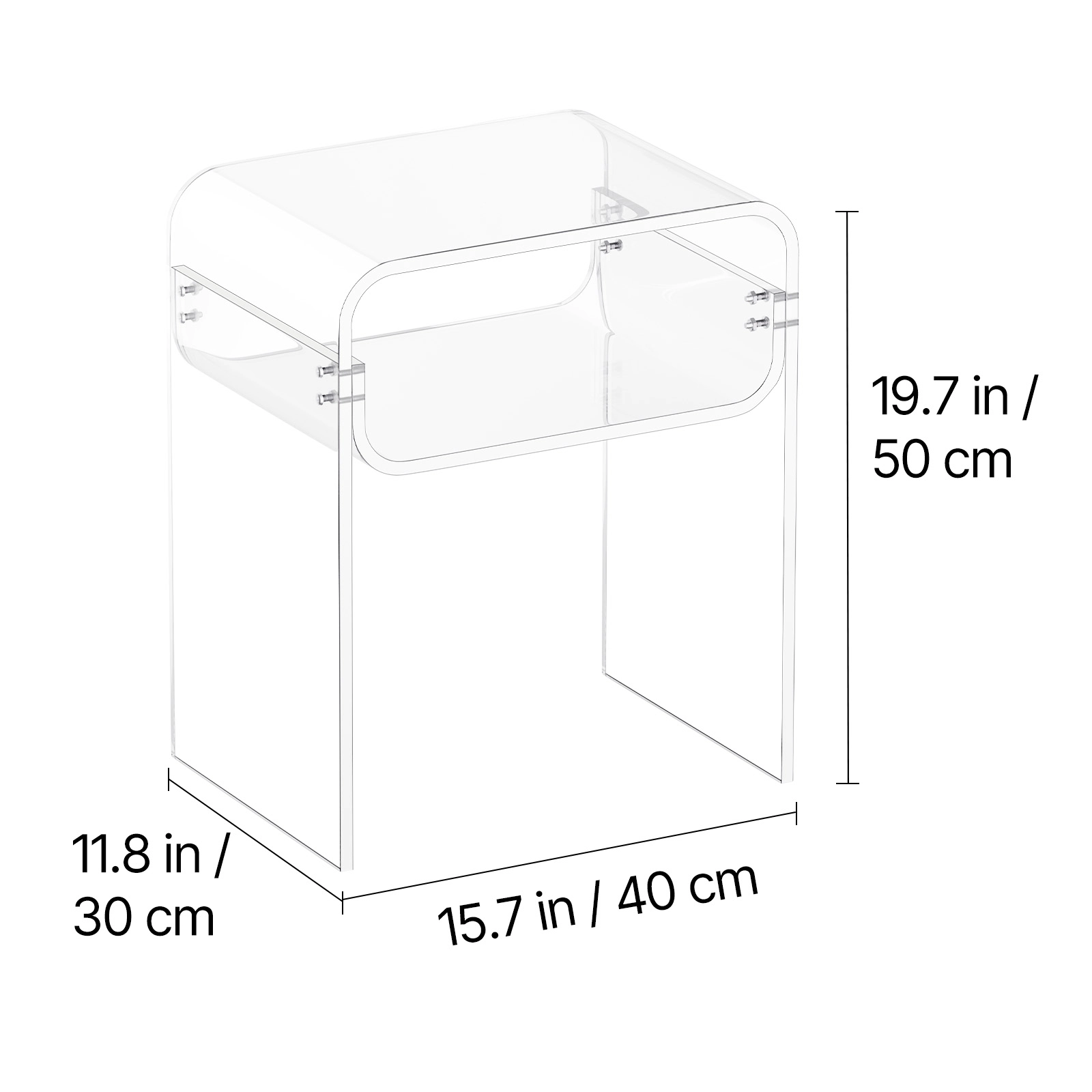 HONGGE Clear Acrylic Side End Table for Modern Desk