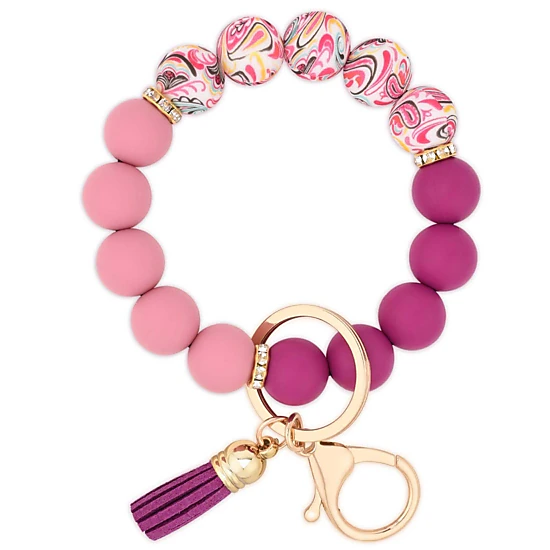 Wardrobe Whimsy Silicone Beaded Keychain Wristlet Key Ring Cute Car Key Chain