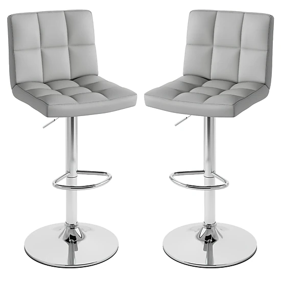 SUGIFT Square Swivel Adjustable Bar Stools with Back and Footrest 250-Lb Capacity 25.5-33.5 in Seat Height Gray