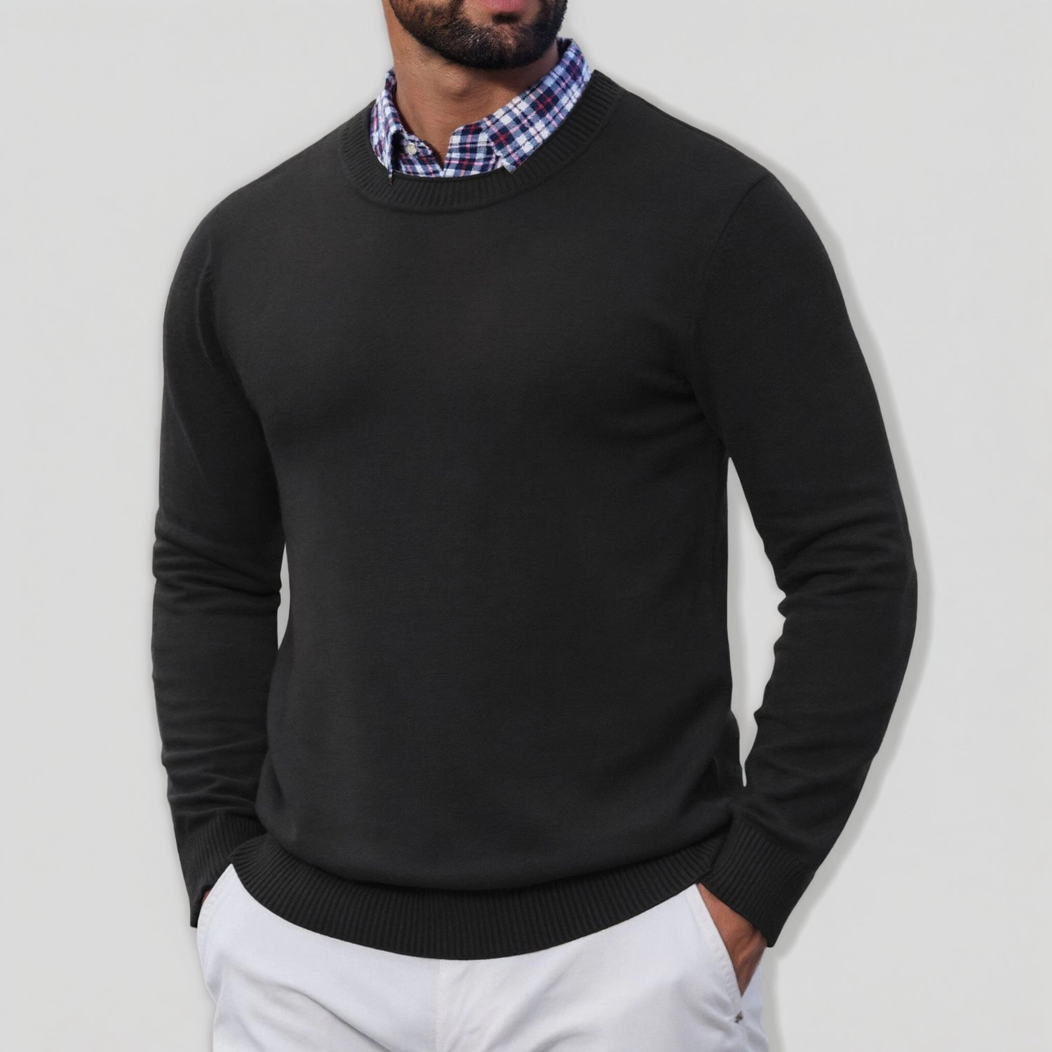 COOFANDY Mens Classic Long Sleeve Sweater Fall Crew Neck Ribbed Casual Pullovers