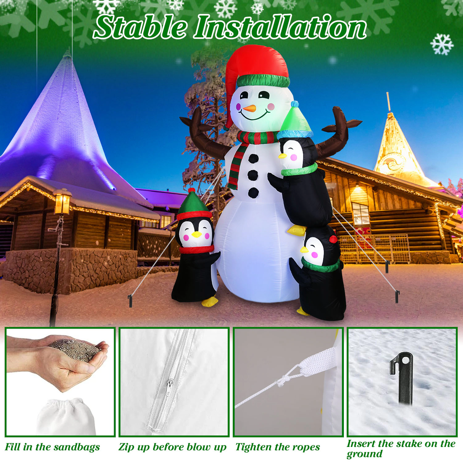 GBruno 5.9ft Inflatable Snowman Penguin Decoration