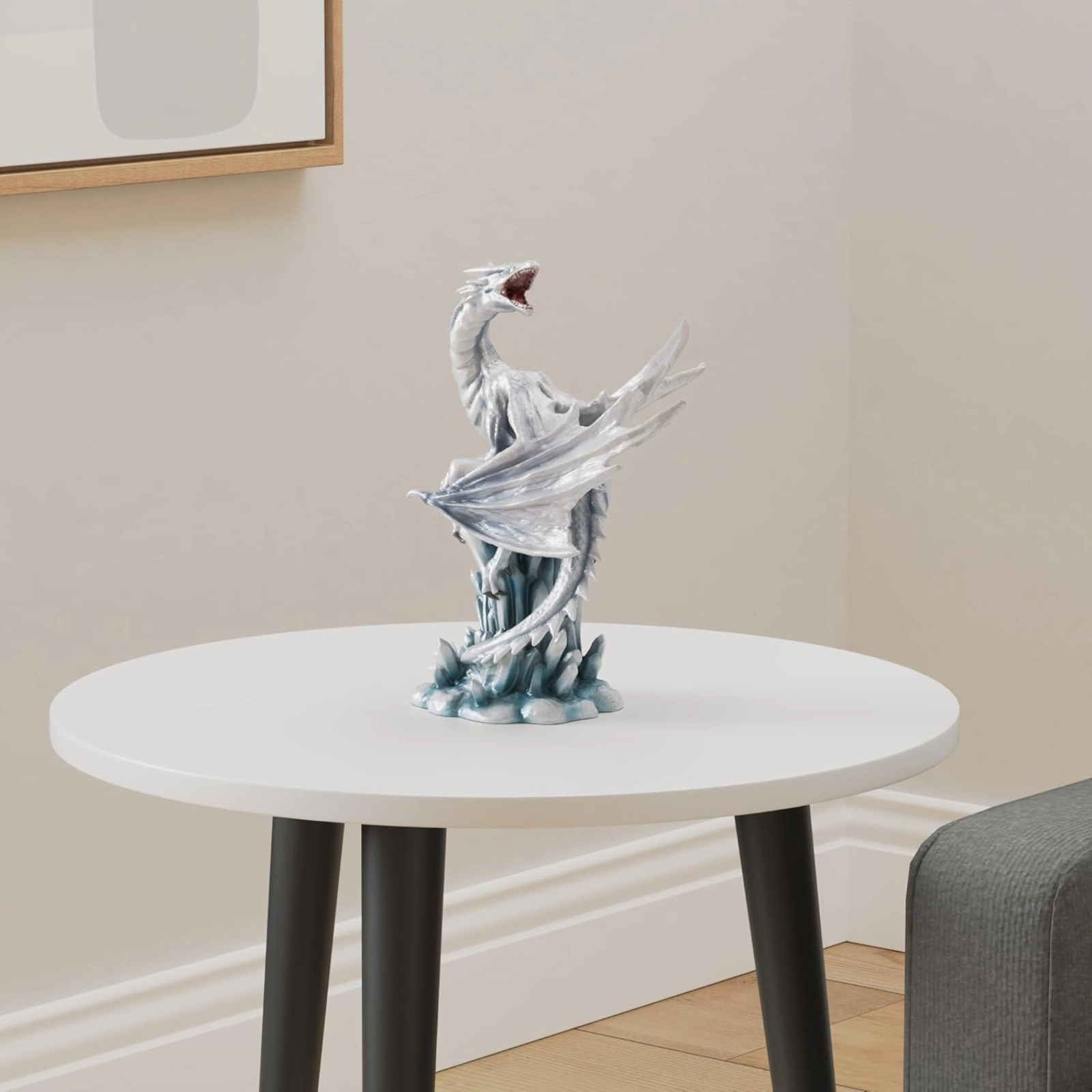 Pacific Giftware White Ice Dragon on Crystal Mythological Statue Figurine 10.5 inch
