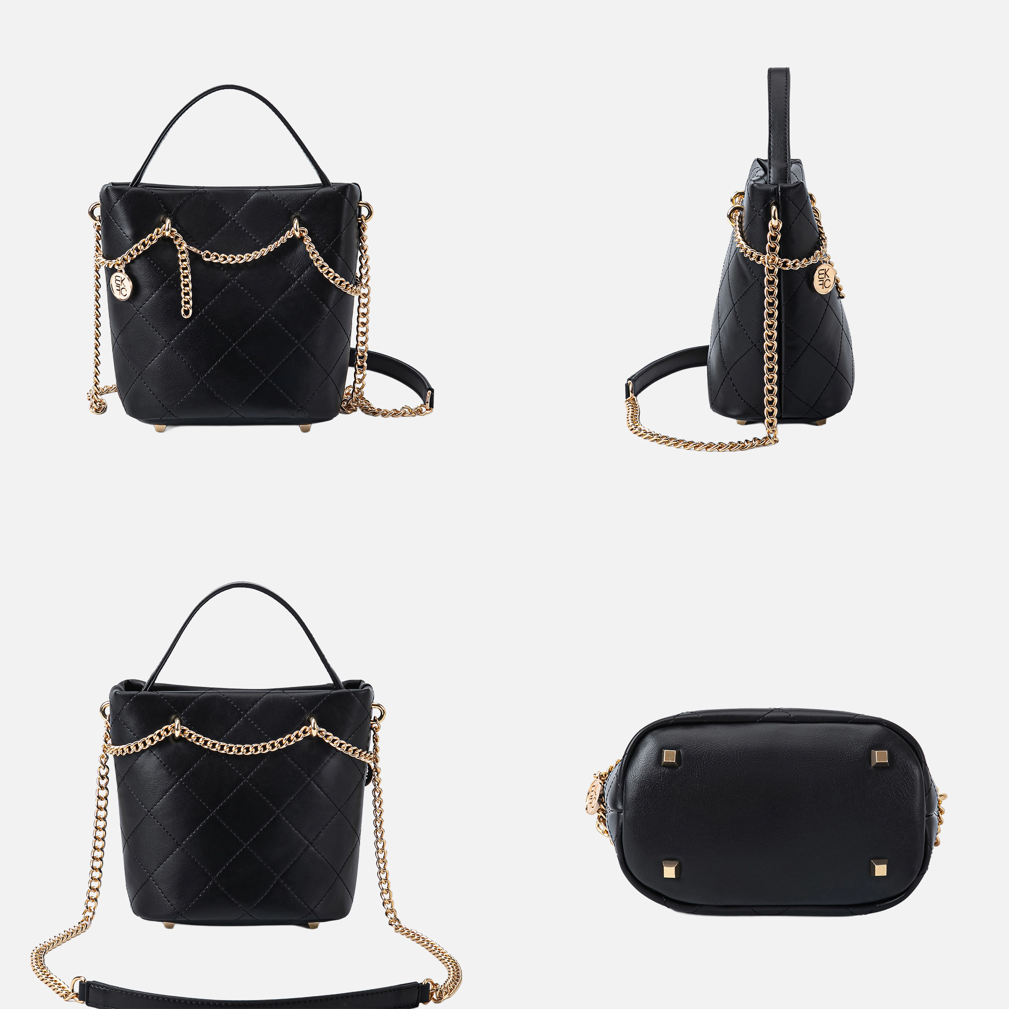 MKF Collection by Mia K Damaris Quilted Faux Leather Crossbody Bag - Gold-Tone Chain, Top Handle