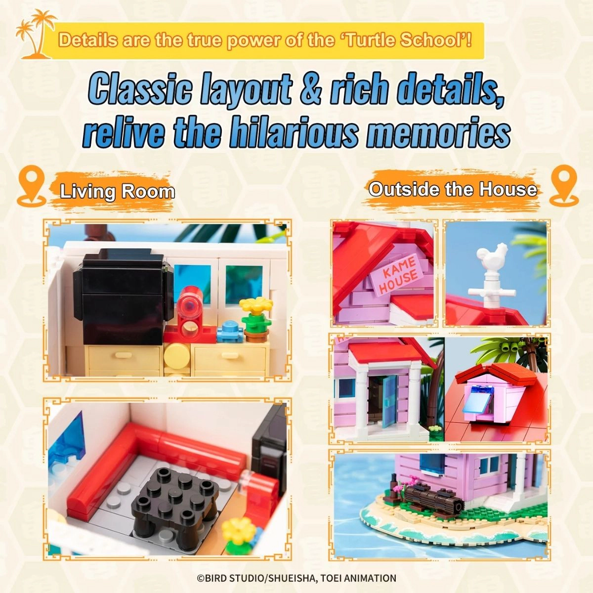 Pantasy Dragon Ball Kame House Building Block Set, 7.8" Diorama with 660 Pieces