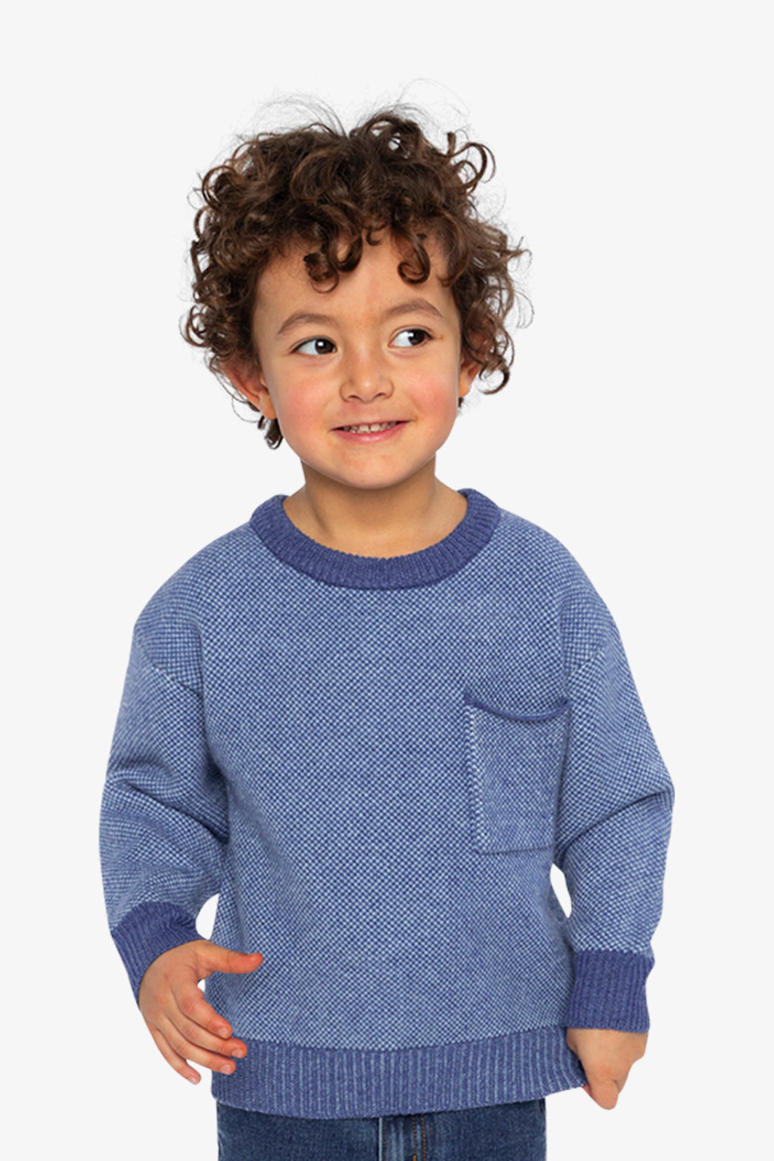 Deux par Boys Textured Diamond Knit Sweater with Chest Pocket
