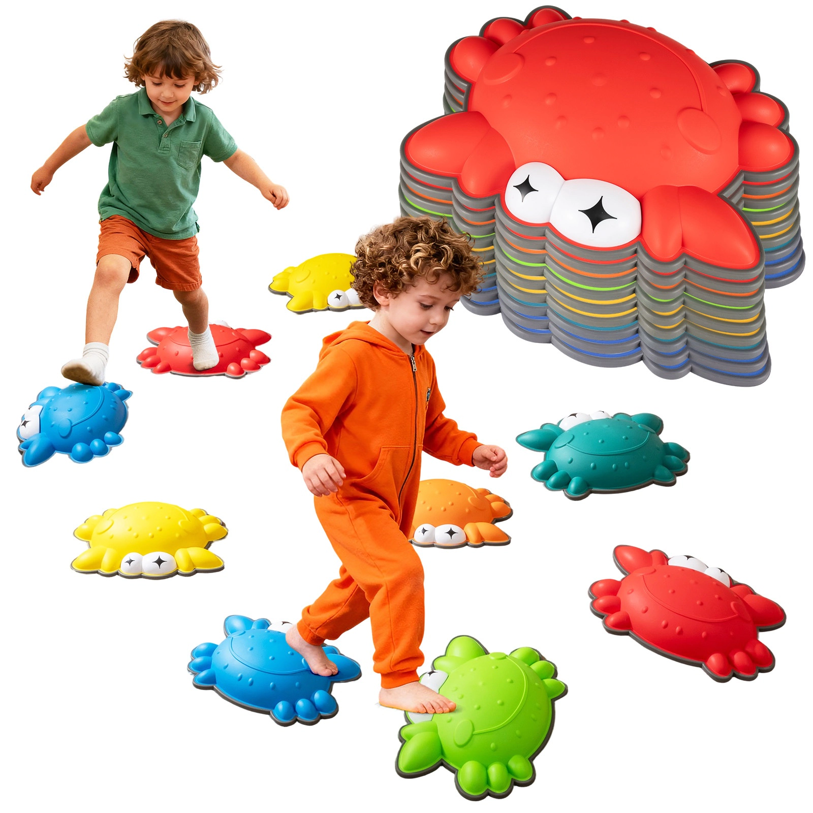 SUGIFT Kids Multicolor 9-Piece Non-Slip Stepping Stones Set with Stackable Design 16-in W 180-lb Load Capacity