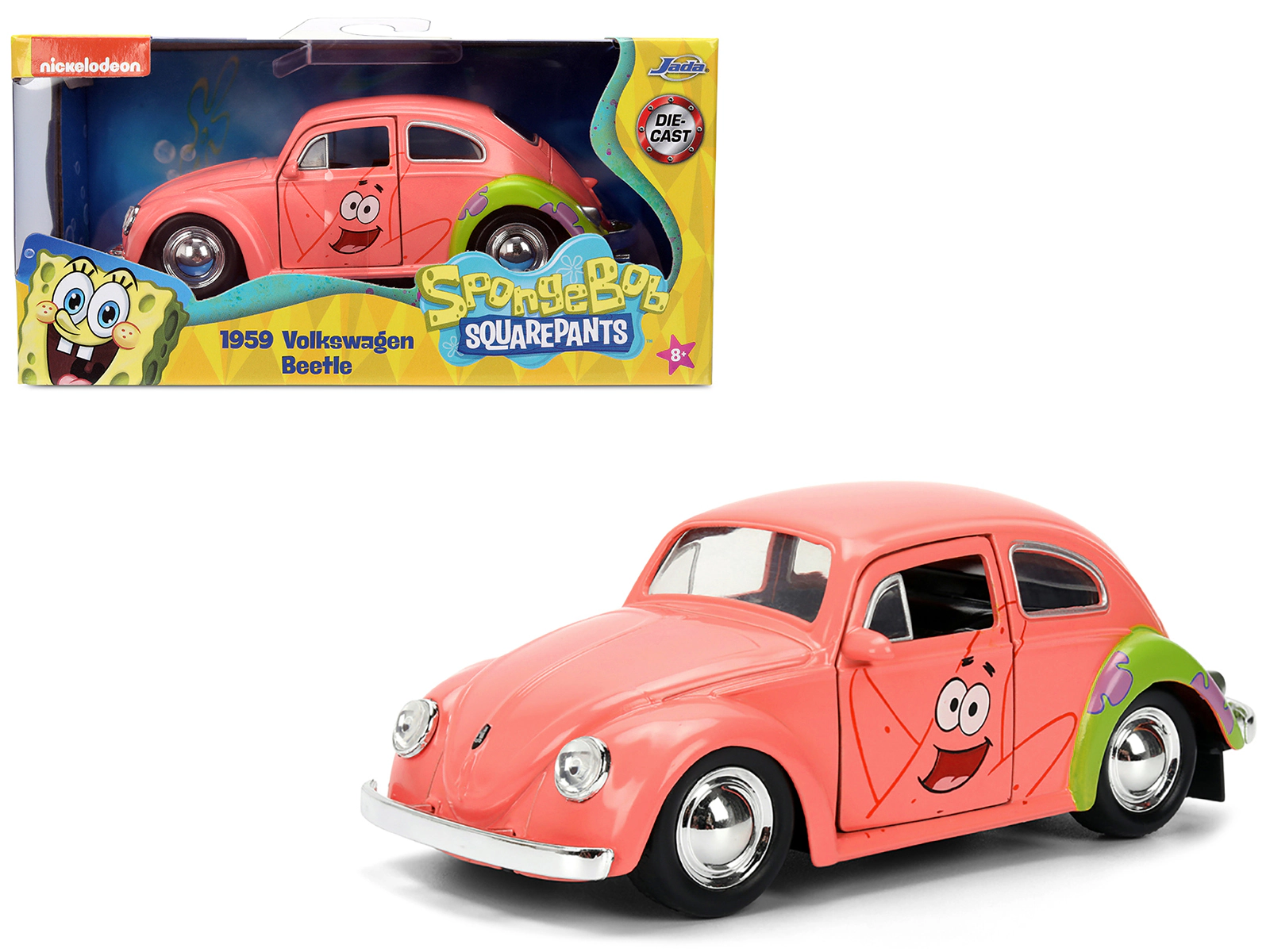 Jada 1959 Volkswagen Beetle "Patrick Star" Livery Pink "SpongeBob SquarePants" (1999-Current) TV Series