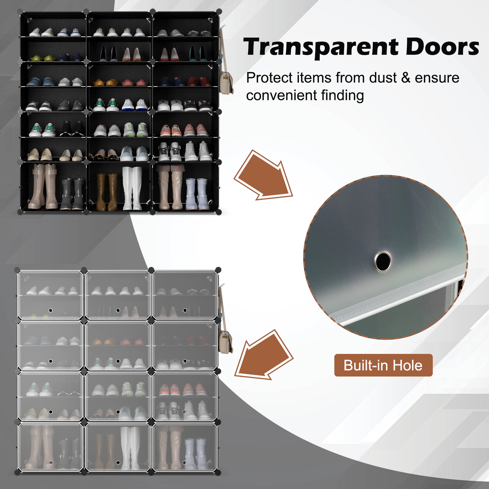 SlickBlue 12-Cube Shoe Storage Organizer with Hanging Hooks