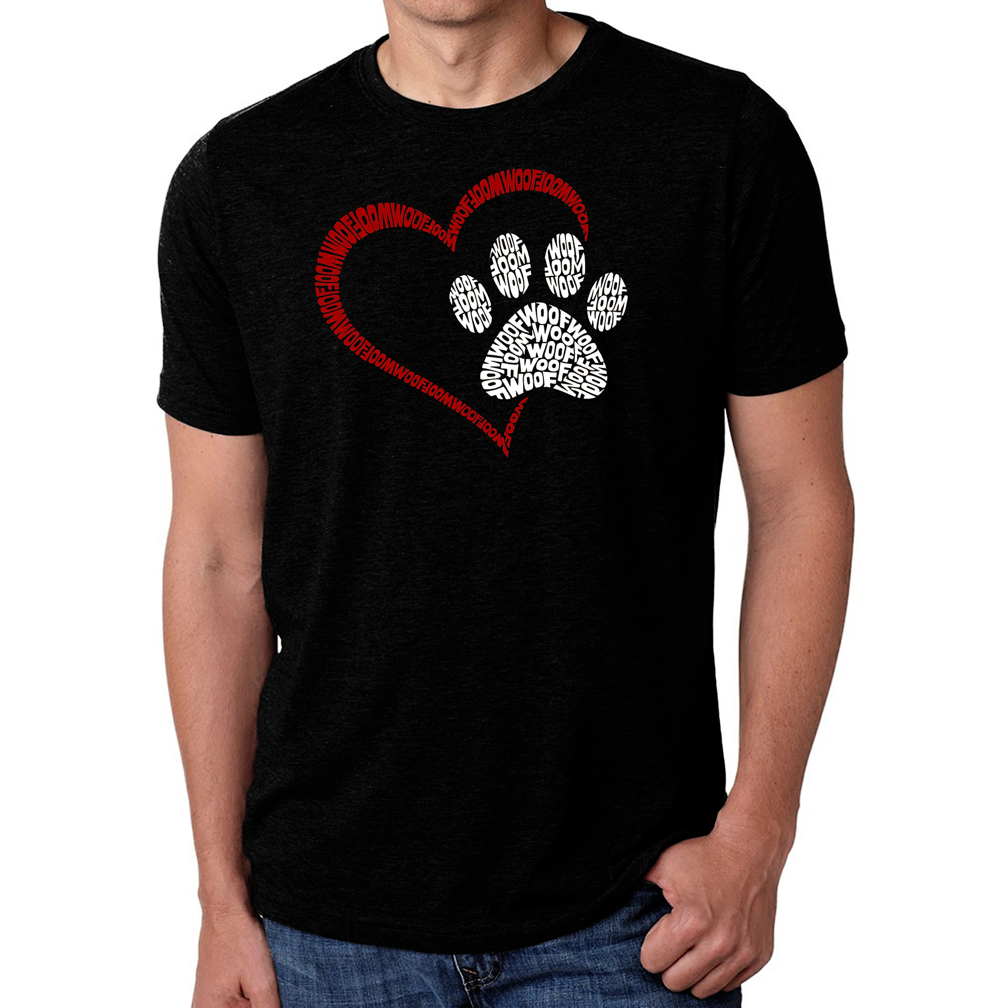 LA Pop Art Men's Cotton/Poly Word T-Shirt - Paw Heart