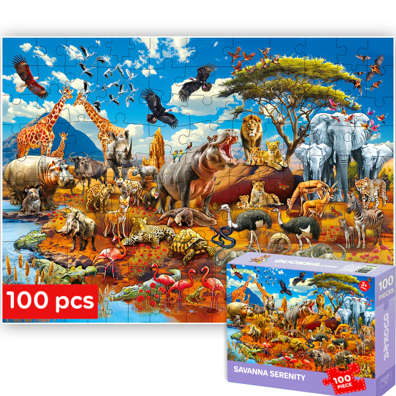 QUOKKA 100-Piece Kids Puzzle Set – Illustrated Jigsaw Puzzles with Educational Themes for Ages 6+