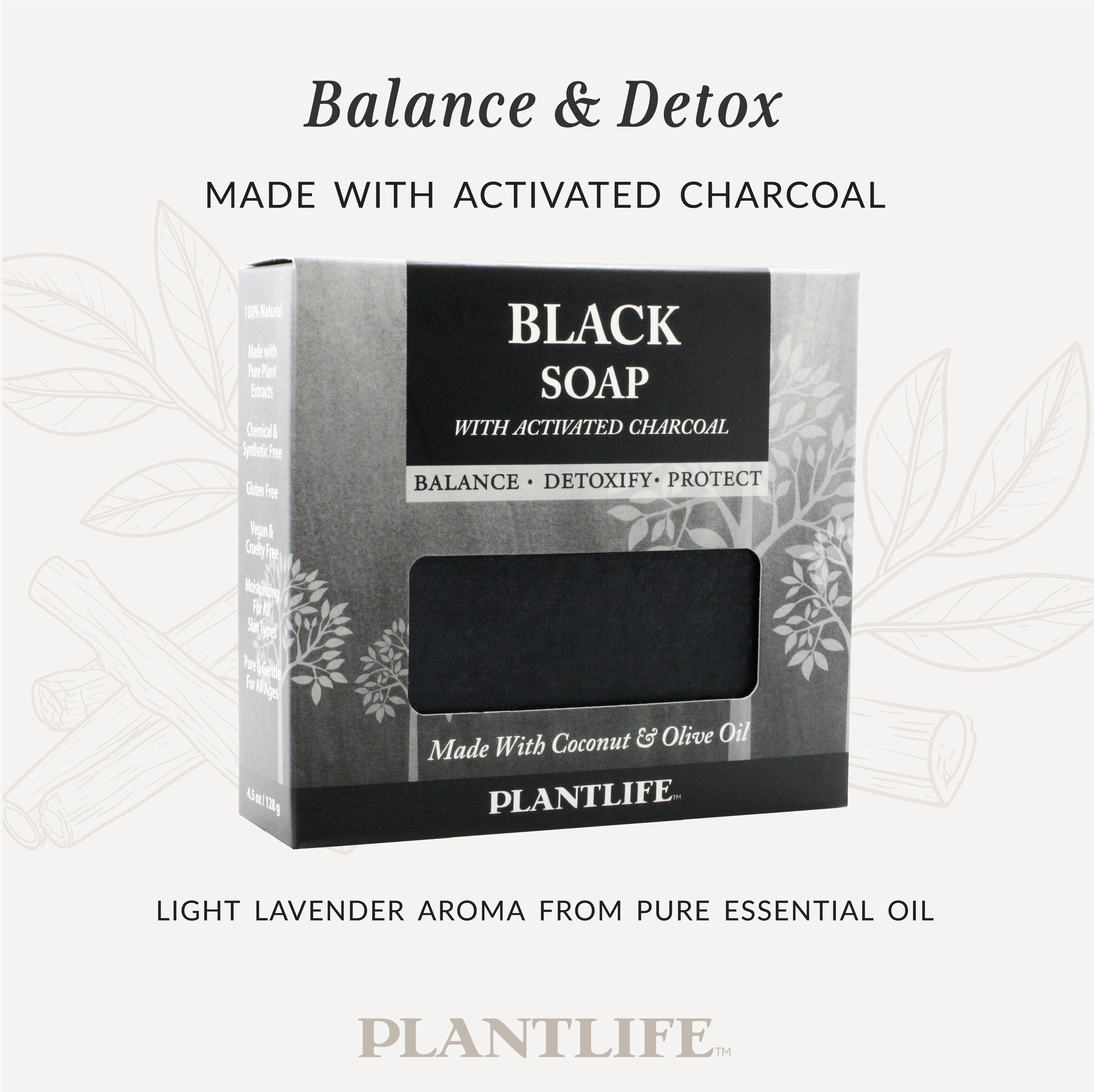 Plantlife Black Soap with Activated Charcoal Aromatherapy Herbal Soap