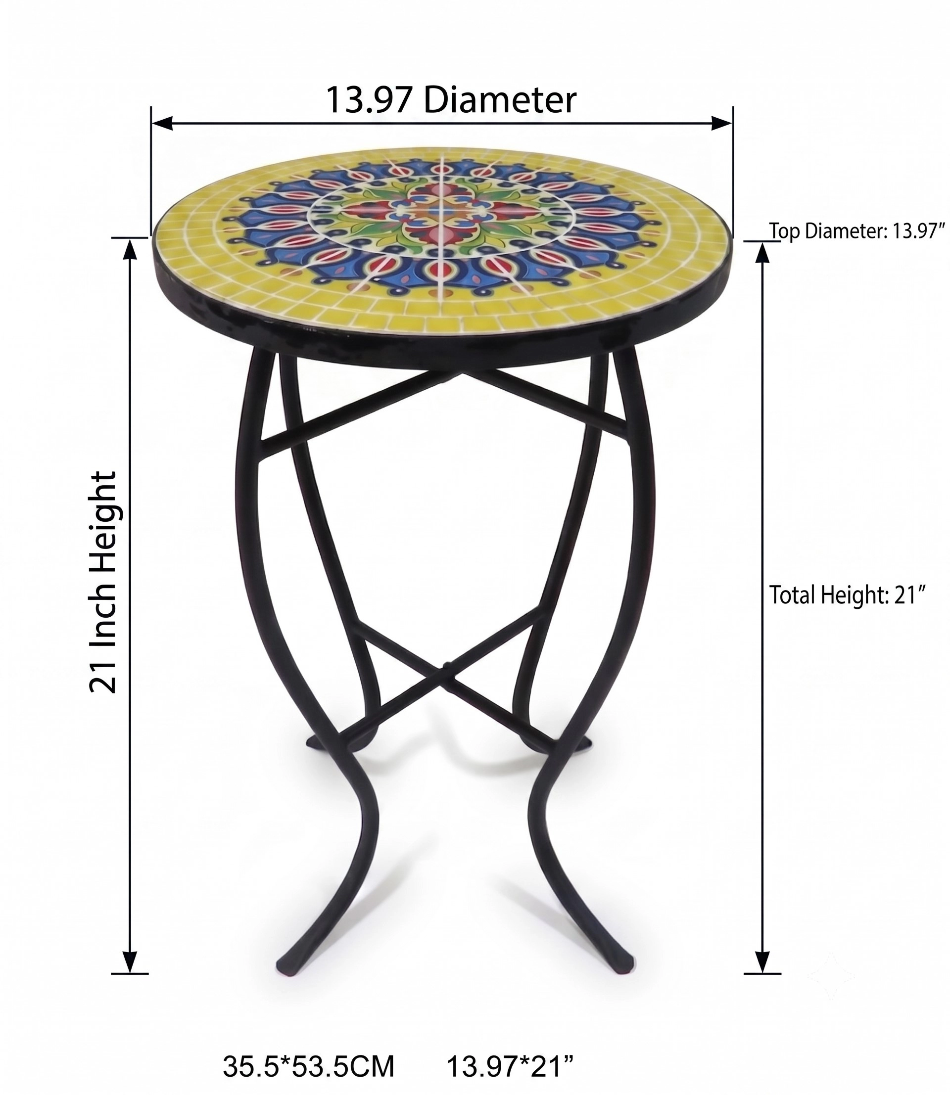 Jiallo Monarch Papillon Garden Tiles Accent Table