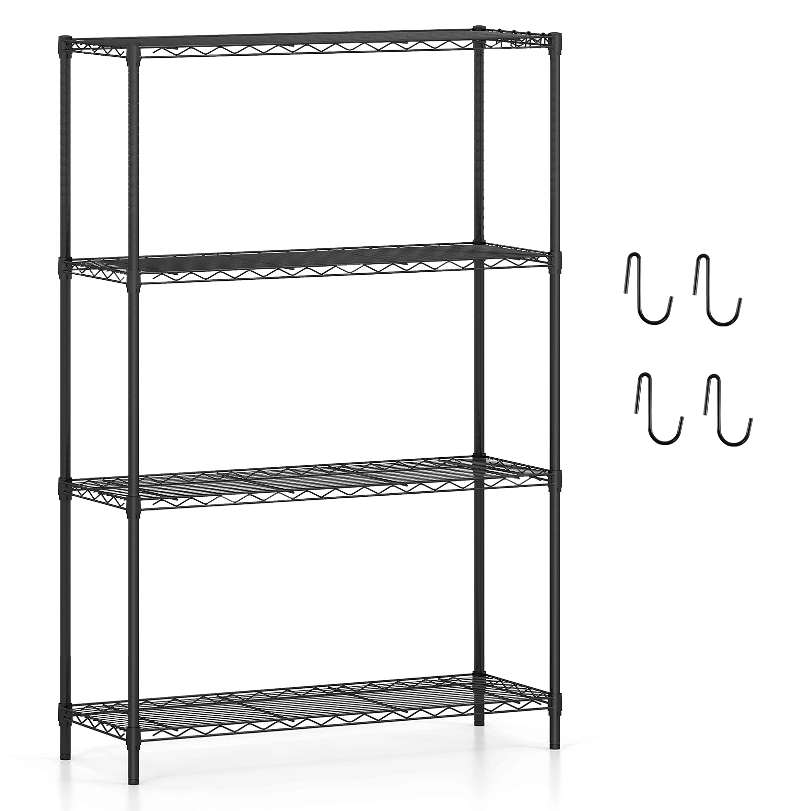 SUGIFT 4-Tier Adjustable Storage Shelving Unit with V-Shaped Wire Rack 1000-lb Total Capacity 250-lb Per Shelf Black