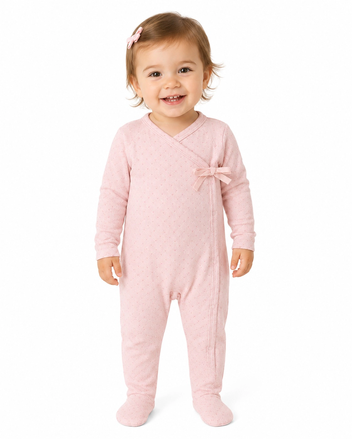MeMoi Baby and Toddler Girls "Little Hearts" Pointelle Rayon from Bamboo Blend Footie