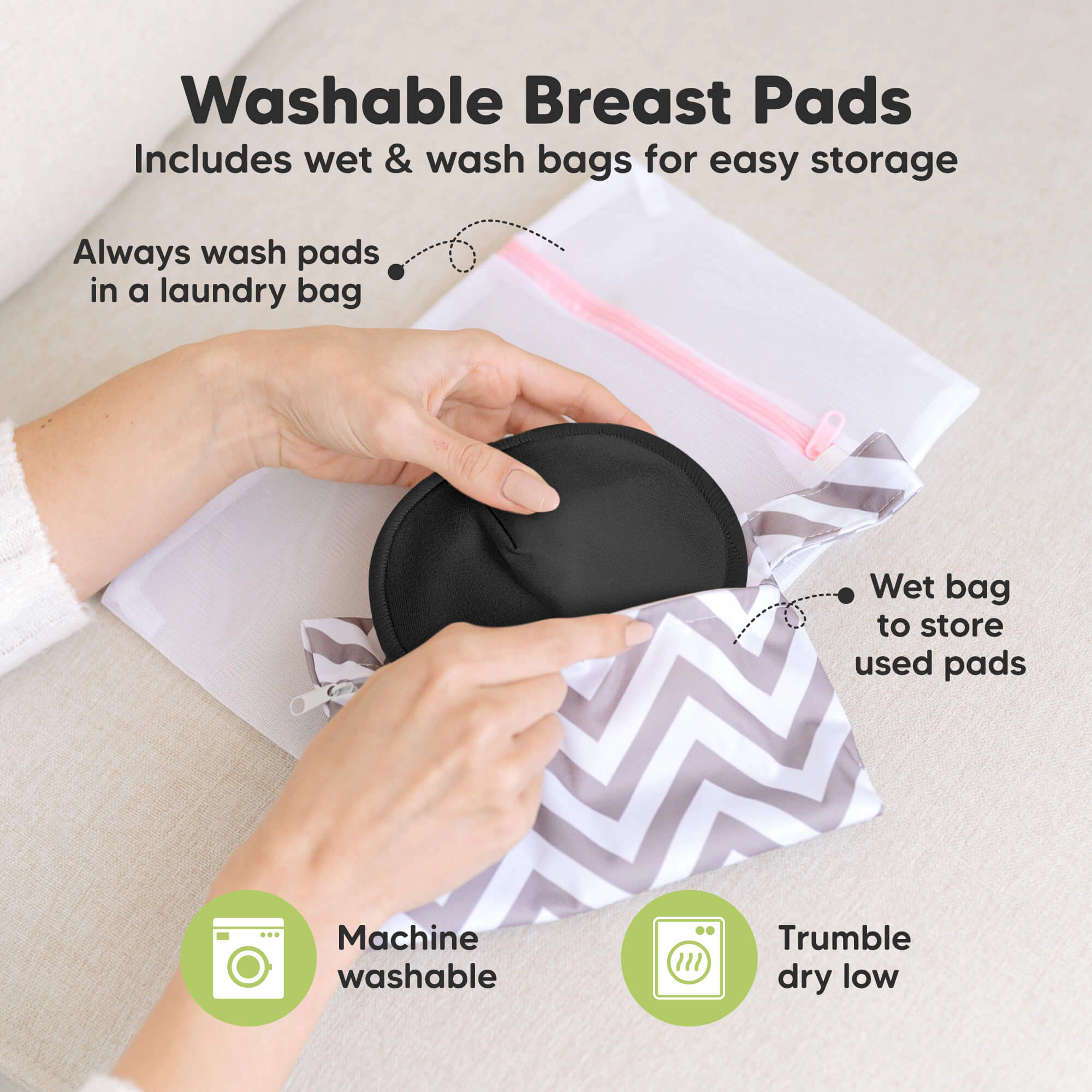 KeaBabies 14-Pack Comfy Nursing Pads (Midnight Black)