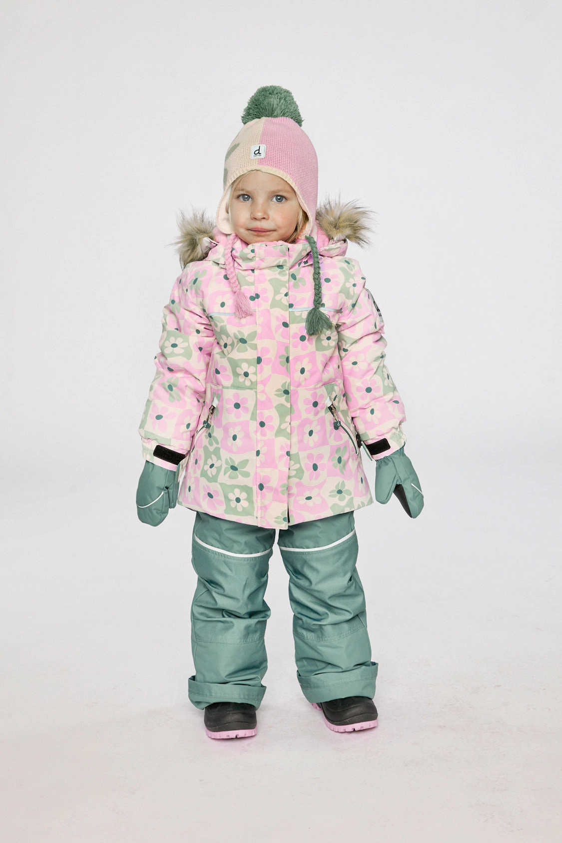 Deux par Girls Retro Print Two Piece Discover Snowsuit with Hooded Jacket and Snow Pants