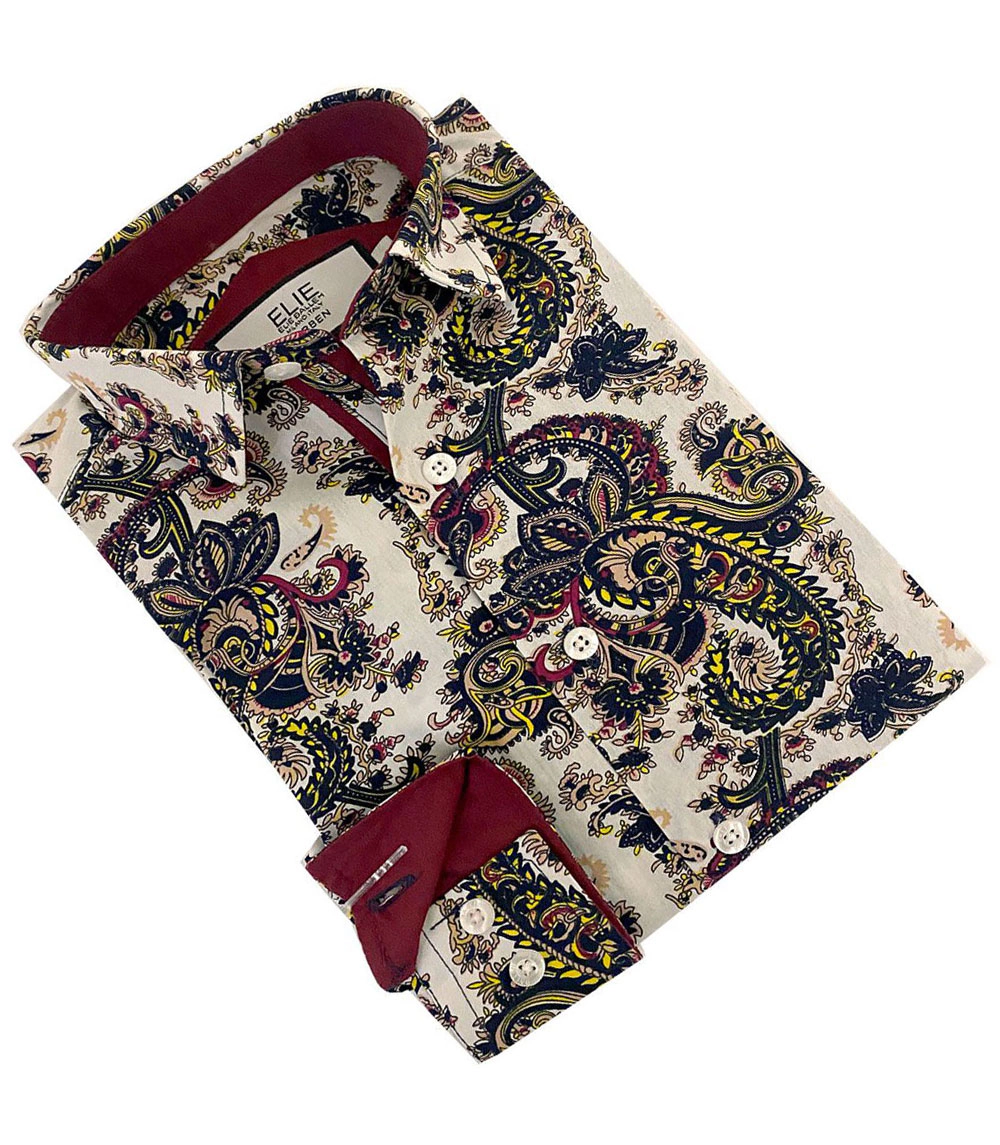 Elie Balleh Boys Slim Fit Paisley Shirt