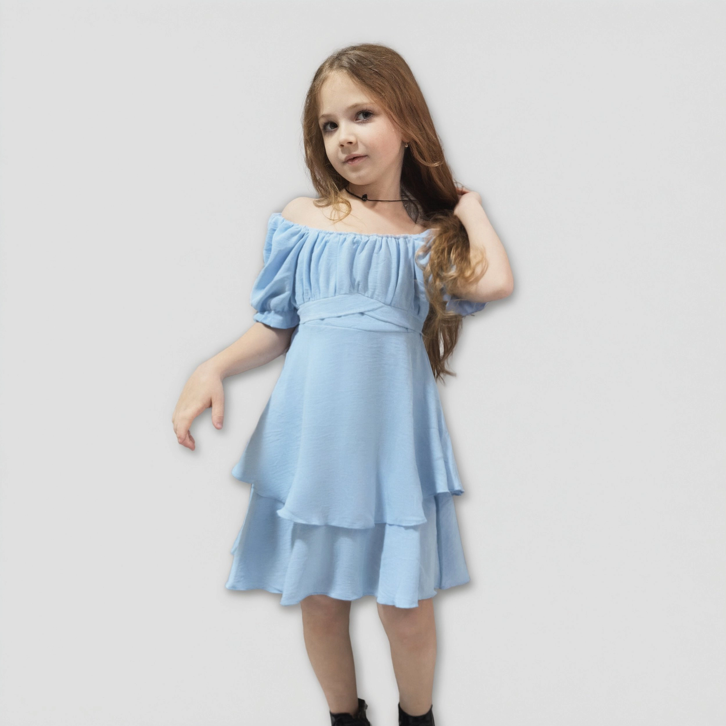 Arshiner Girls Dresses Summer Short Sleeve Off Shoulder Ruffle Tiered Layer Party Dress