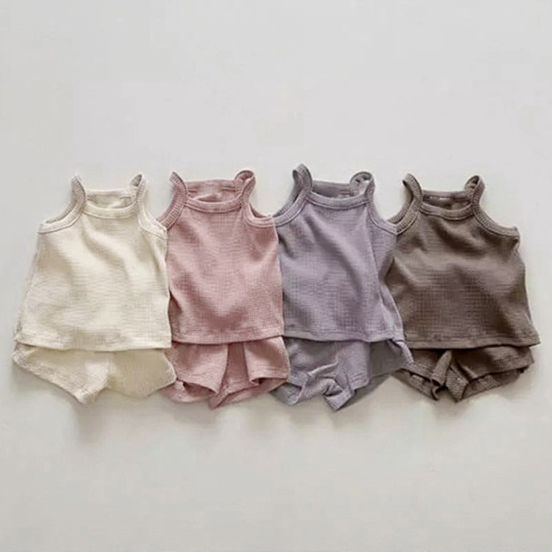 MyKids-USA Baby Quality Waffle Knitted Fabric Sling Shirt Combo Shorts Sets