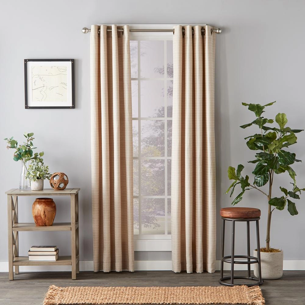 SKL Home Saturday Knight Ltd Maeve Sophisticated Yarn Dyed Woven Horizontal Pattern SunSafe Window Panel - 40X84", Tan
