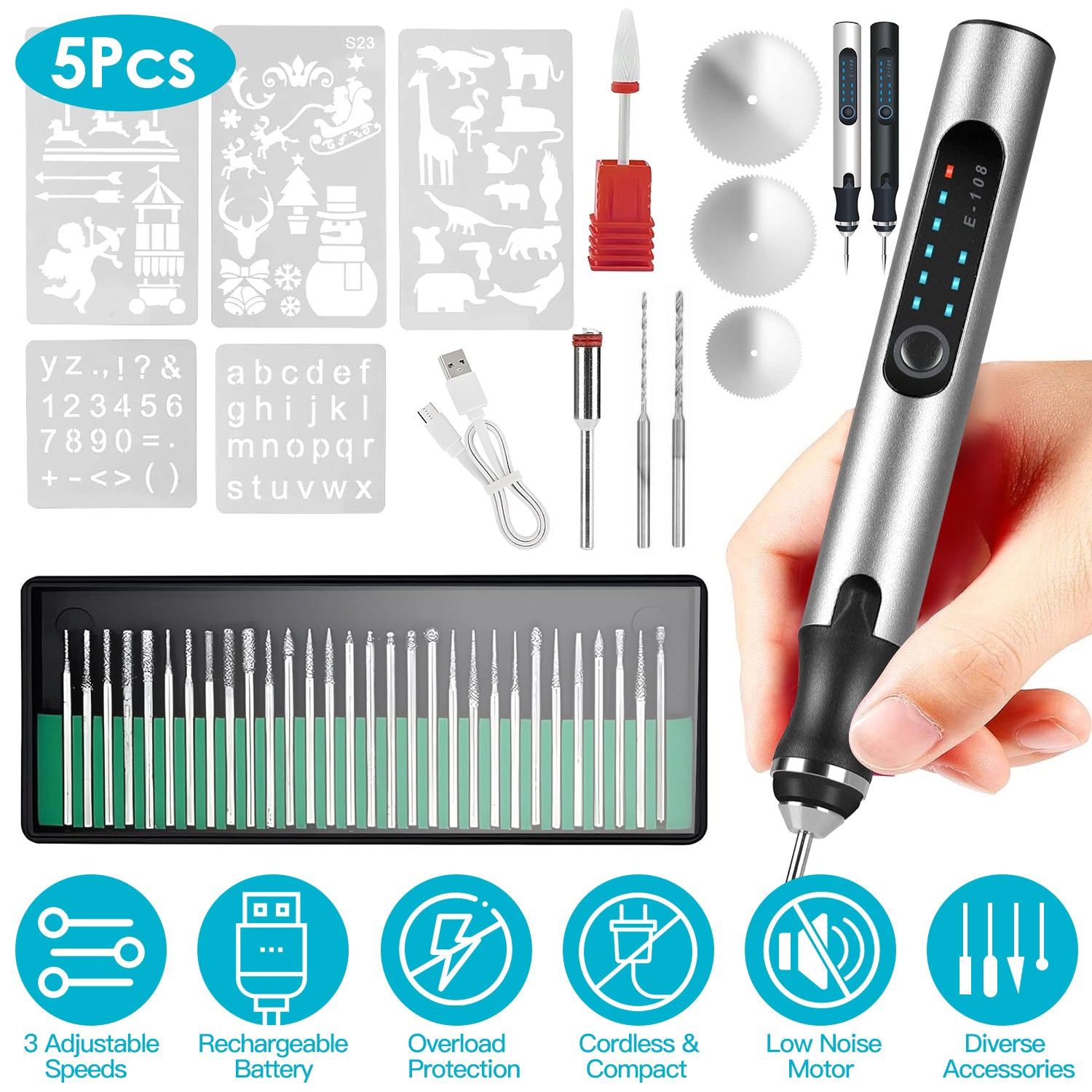 GBruno Rechargeable Electric Engraving Pen Set