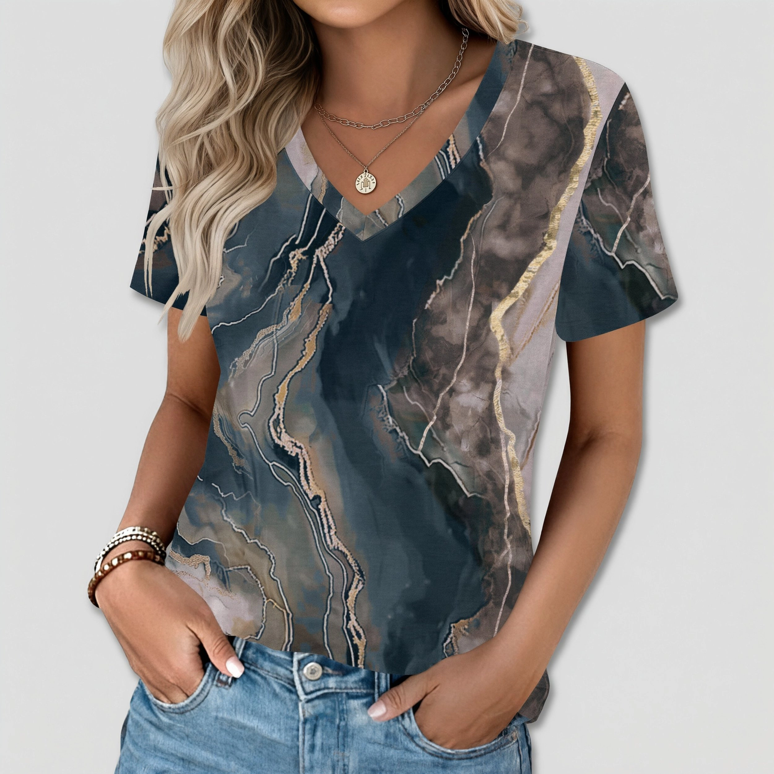 Zeagoo Women V Neck Short Sleeve T Shirt