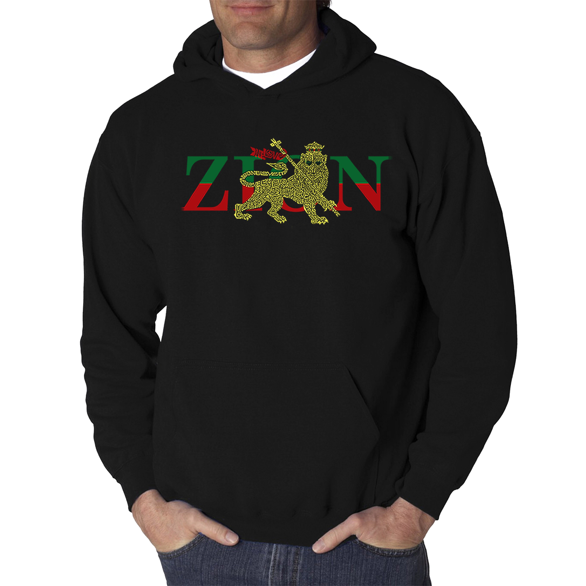 LA Pop Art Zion - One Love Men's Word Hooded Sweatshirt
