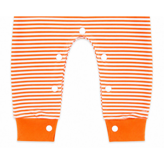 Laurenza's Striped Baby Romper with Textured Pumpkin Embroidery