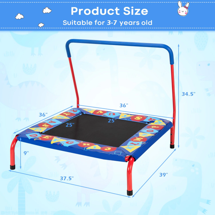 Hivvago 36 Inch Kids Indoor Outdoor Square Trampoline with Foamed Handrail