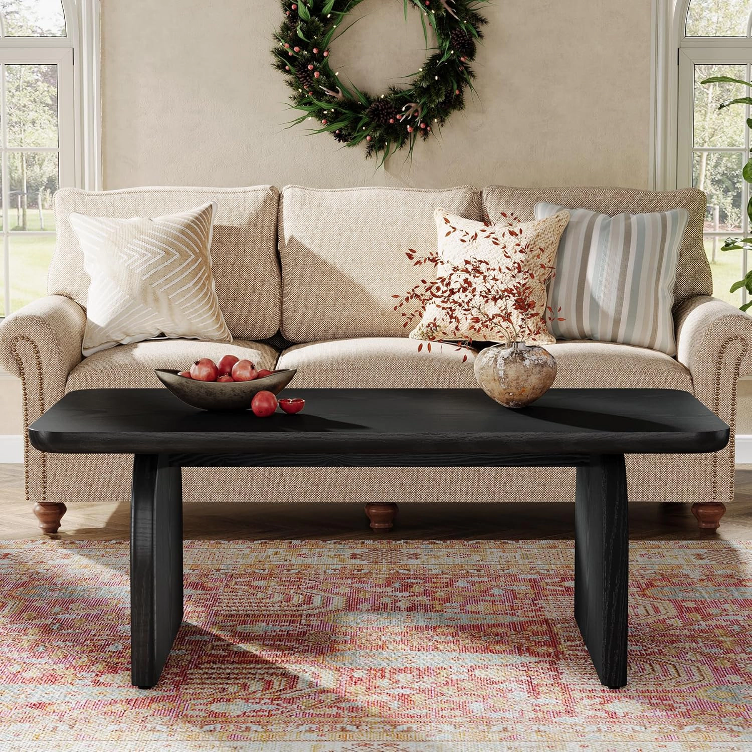 Tribesigns 47" Coffee Table Farmhouse Wood Rectangular Living Room
